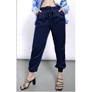 NEW Wildfang Empower Mesh Drawstring Pants Navy Blue Pull On Size XS NWT